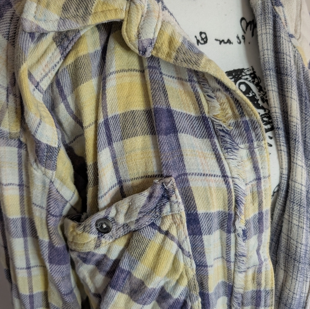 We The Free Yellow & Purple Plaid Hooded Utility Jacket - Picture 2 of 9